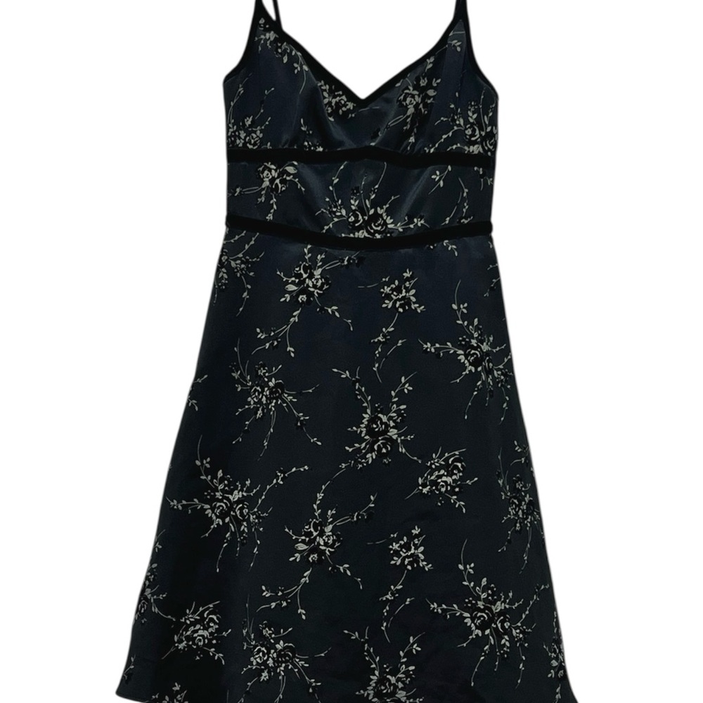 Y2K girlie goth Black Floral Dress velvet trim Speechless brand size 5 juniors